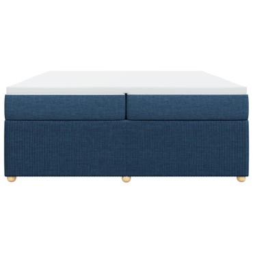 vidaXL Κρεβάτι Boxspring με Στρώμα Μπλε 200x200 εκ. Υφασμάτινο