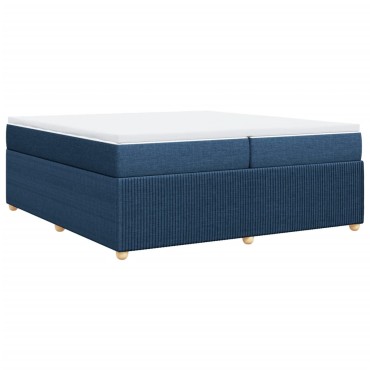 vidaXL Κρεβάτι Boxspring με Στρώμα Μπλε 200x200 εκ. Υφασμάτινο