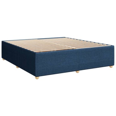 vidaXL Κρεβάτι Boxspring με Στρώμα Μπλε 200x200 εκ. Υφασμάτινο