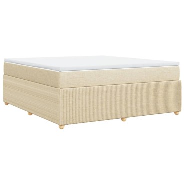 vidaXL Κρεβάτι Boxspring με Στρώμα Κρεμ 180x200 εκ. Υφασμάτινο
