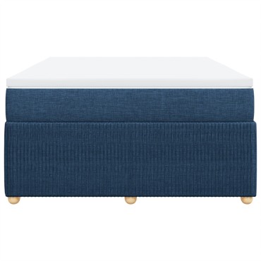 vidaXL Κρεβάτι Boxspring με Στρώμα Μπλε 160x200 εκ. Υφασμάτινο