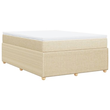 vidaXL Κρεβάτι Boxspring με Στρώμα Κρεμ 140x190 εκ. Υφασμάτινο