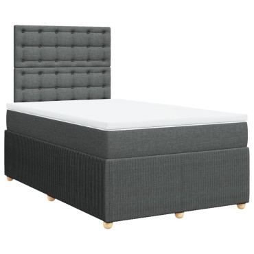 vidaXL Κρεβάτι Boxspring με Στρώμα Σκούρο Γκρι 120x200 εκ. Υφασμάτινο