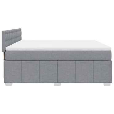 vidaXL Κρεβάτι Boxspring με Στρώμα Ανοιχτό Γκρι 180x200 εκ. Υφασμάτινο