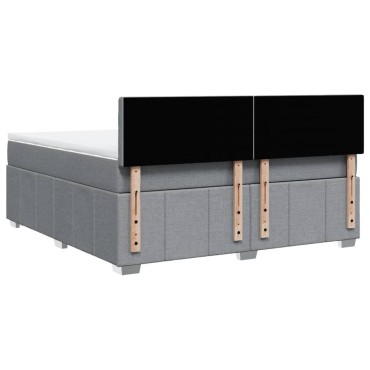vidaXL Κρεβάτι Boxspring με Στρώμα Ανοιχτό Γκρι 180x200 εκ. Υφασμάτινο
