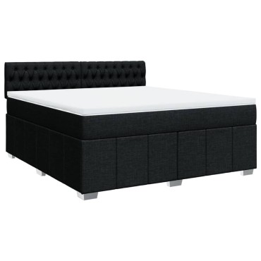 vidaXL Κρεβάτι Boxspring με Στρώμα Μαύρο 180x200 εκ. Υφασμάτινο