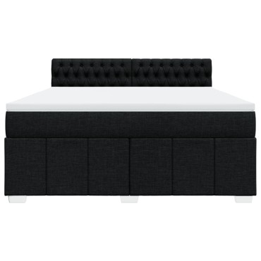 vidaXL Κρεβάτι Boxspring με Στρώμα Μαύρο 180x200 εκ. Υφασμάτινο