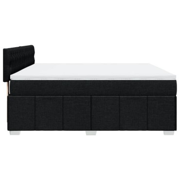 vidaXL Κρεβάτι Boxspring με Στρώμα Μαύρο 180x200 εκ. Υφασμάτινο