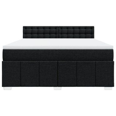 vidaXL Κρεβάτι Boxspring με Στρώμα Μαύρο 180x200 εκ. Υφασμάτινο