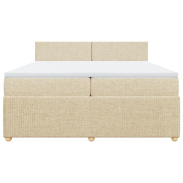 vidaXL Κρεβάτι Boxspring με Στρώμα Κρεμ 200x200 εκ. Υφασμάτινο