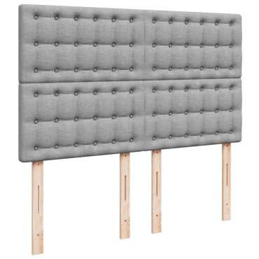 vidaXL Κρεβάτι Boxspring με Στρώμα Ανοιχτό Γκρι 140x190 εκ. Υφασμάτινο