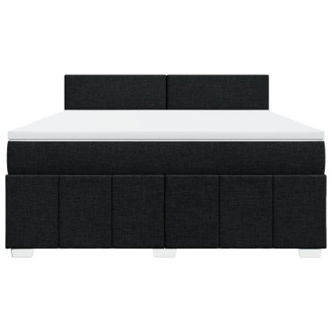 vidaXL Κρεβάτι Boxspring με Στρώμα Μαύρο 180x200 εκ. Υφασμάτινο