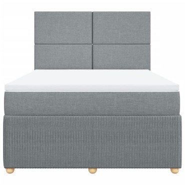 vidaXL Κρεβάτι Boxspring με Στρώμα Ανοιχτό Γκρι 140x190 εκ. Υφασμάτινο