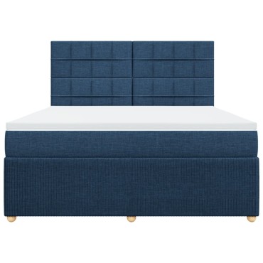 vidaXL Κρεβάτι Boxspring με Στρώμα Μπλε 180x200 εκ. Υφασμάτινο