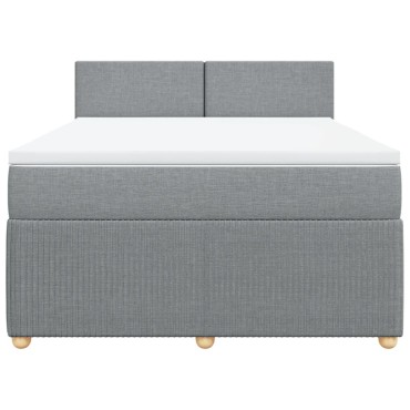 vidaXL Κρεβάτι Boxspring με Στρώμα Ανοιχτό Γκρι 140x200 εκ. Υφασμάτινο