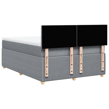 vidaXL Κρεβάτι Boxspring με Στρώμα Ανοιχτό Γκρι 140x200 εκ. Υφασμάτινο