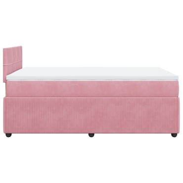 vidaXL Κρεβάτι Boxspring με Στρώμα Ροζ 120x200 εκ. Βελούδινο