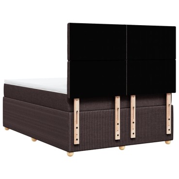 vidaXL Κρεβάτι Boxspring με Στρώμα Σκούρο Καφέ 140x200 εκ Υφασμάτινο