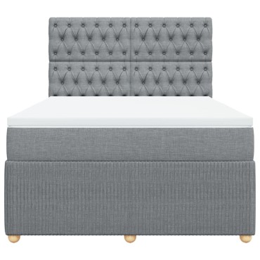vidaXL Κρεβάτι Boxspring με Στρώμα Ανοιχτό Γκρι 140x200 εκ. Υφασμάτινο