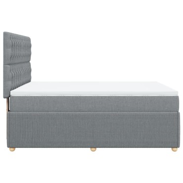 vidaXL Κρεβάτι Boxspring με Στρώμα Ανοιχτό Γκρι 140x200 εκ. Υφασμάτινο