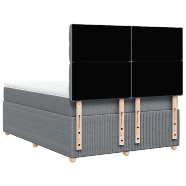 vidaXL Κρεβάτι Boxspring με Στρώμα Ανοιχτό Γκρι 140x200 εκ. Υφασμάτινο