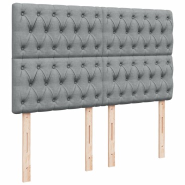 vidaXL Κρεβάτι Boxspring με Στρώμα Ανοιχτό Γκρι 140x200 εκ. Υφασμάτινο