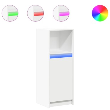 vidaXL Μπουφές με Φώτα LED Λευκός 38x34x100cm από Επεξεργασμένο Ξύλο 1 τεμ.
