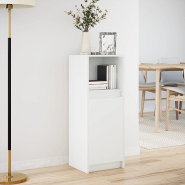vidaXL Μπουφές με Φώτα LED Λευκός 38x34x100cm από Επεξεργασμένο Ξύλο 1 τεμ.