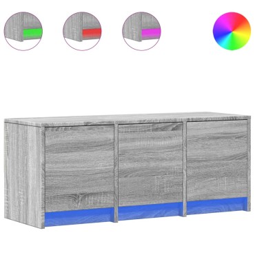 vidaXL Έπιπλο Τηλεόρασης με LED Γκρι Sonoma 97x34x40cm Επεξ. Ξύλο