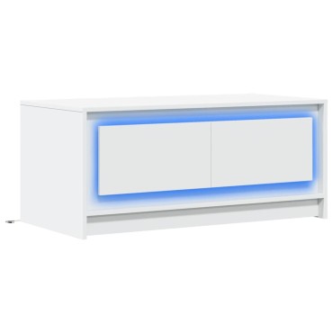 vidaXL Τραπεζάκι Σαλονιού με LED Φώτα Λευκό από Επεξ. Ξύλο 100x50x43,5cm 1 τεμ.