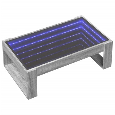 vidaXL Τραπεζάκι Σαλονιού Άπειρο Φως LED Γκρι Sonoma 90x53x30cm 1 τεμ.
