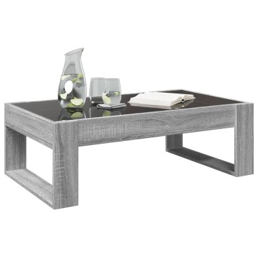 vidaXL Τραπεζάκι Σαλονιού Άπειρο Φως LED Γκρι Sonoma 90x53x30cm 1 τεμ.