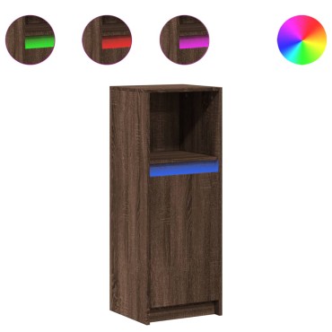 vidaXL Ντουλάπι με Φώτα LED Καφέ Δρυς 38x34x100cm Επεξεργασμένο Ξύλο 1 τεμ.