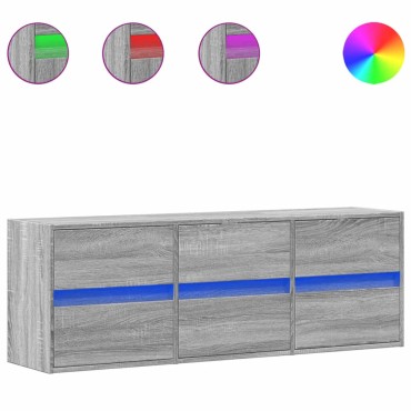 vidaXL Έπιπλο Τοίχου Τηλεόρασης με LED Γκρι Sonoma 130x31x45cm