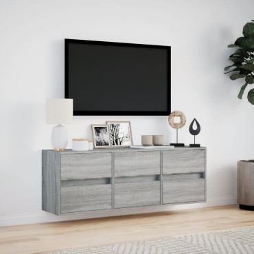vidaXL Έπιπλο Τοίχου Τηλεόρασης με LED Γκρι Sonoma 130x31x45cm