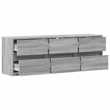 vidaXL Έπιπλο Τοίχου Τηλεόρασης με LED Γκρι Sonoma 130x31x45cm