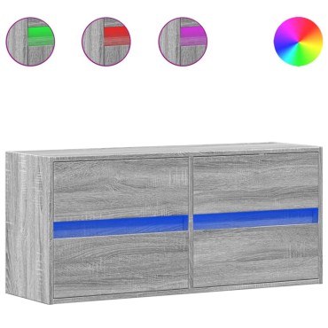 vidaXL Έπιπλο Τοίχου Τηλεόρασης με LED Γκρι Sonoma 100x31x45cm