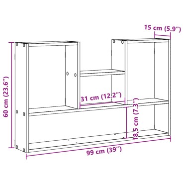 vidaXL Ραφιέρα Τοίχου Γκρι Σκυροδέματος 99x15x60cm από Επεξ. Ξύλο 1 τεμ.