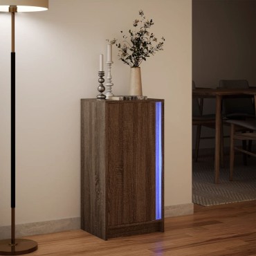 vidaXL Ντουλάπι με Φώτα LED Καφέ Δρυς 42,5x34x85cm Επεξ. Ξύλο 1 τεμ.