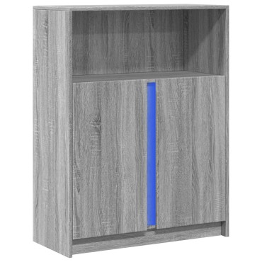 vidaXL Ντουλάπι με Φώτα LED Γκρι Sonoma 77x34x100cm Επεξεργασμένο Ξύλο 1 τεμ.