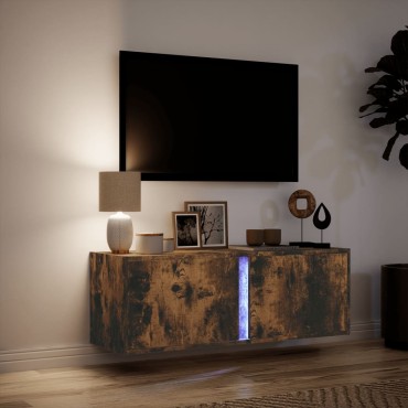 vidaXL Έπιπλο Τοίχου Τηλεόρασης με LED Καπνιστή Δρυς 100x31x35cm
