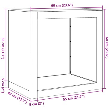 Ράφι για καυσόξυλα vidaXL 60x40x60 cm Ατσάλι σκληρυθέν στον αέρα