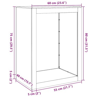 Ράφι για καυσόξυλα vidaXL 60x40x80 cm Ατσάλι σκληρυθέν στον αέρα