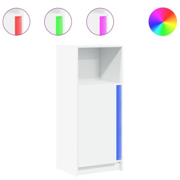 vidaXL Μπουφές με Φώτα LED Λευκός 42,5x34x100cm Επεξεργασμένο Ξύλο 1 τεμ.