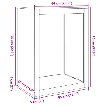 vidaXL Ραφιέρα Καυσόξυλων 60x40x80 εκ. από Ανοξείδωτο ατσάλι