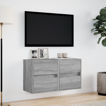 vidaXL Έπιπλα Τοίχου Τηλ. με LED 2 τεμ. Γκρι Sonoma 41x31x45cm