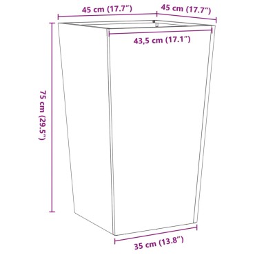 vidaXL Ζαρντινιέρα Κήπου Μαύρη 45x45x75 εκ. από Ατσάλι