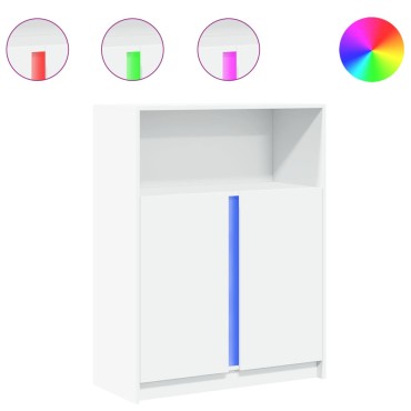 vidaXL Μπουφές με Φώτα LED Λευκός 77x34x100cm από Επεξεργασμένο Ξύλο 1 τεμ.