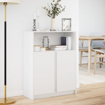 vidaXL Μπουφές με Φώτα LED Λευκός 77x34x100cm από Επεξεργασμένο Ξύλο 1 τεμ.