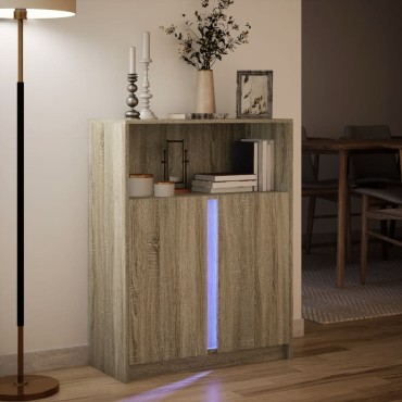 vidaXL Ντουλάπι με Φώτα LED Sonoma Δρυς 77x34x100cm Επεξεργασμένο Ξύλο 1 τεμ.
